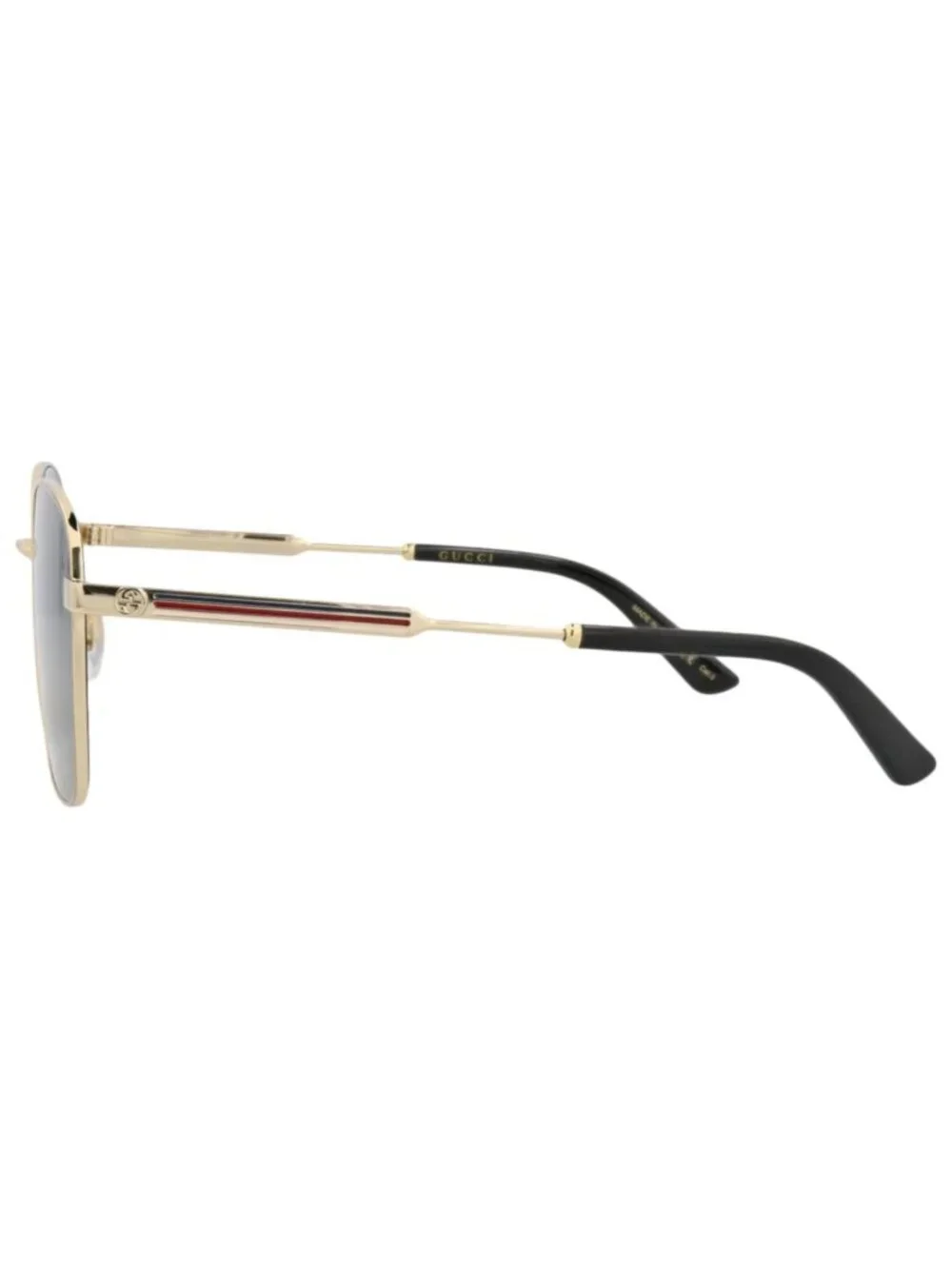 New Gucci Women's Sunglasses Square Rectangle Metal Frame Gold Gold Grey
